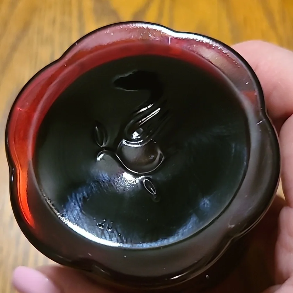 Princess House Fantasia Red Glass Candle Holder 3.5